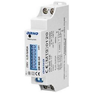 Brojilo električne energije ORNO 1 Phase (40A, MID, izlaz pulsa, pozadinsko osvjetljenje, 1 modul)