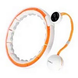HHM21 HULA HOOP WHITE/ORANGE WITH MAGNETS, TPE TABS AND WEIGHT + HMS COUNTER