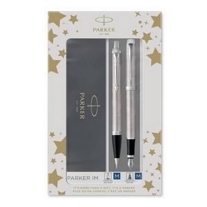 PARKER FĂĽller & Kugelschreiber DuoSet IM Brushed Metal CC M Geschenkbox