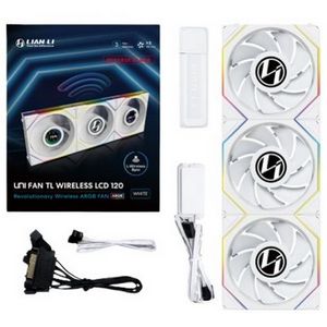 Lian Li UNI FAN TL Wireless LCD Fan, ARGB, PWM, 3-pack incl. Controller - Reverse Blade, 120 mm, white