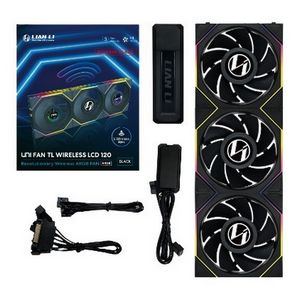 Lian Li UNI FAN TL Wireless LCD Fan, ARGB, PWM, 3-Pack incl. Controller - Reverse Blade, 120mm, black