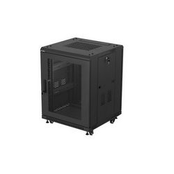 19" Free Standing Rack Mount Cabinet 15U 600x600 black perforated doors by Lanberg (flat pack)