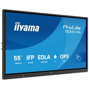 iiyama TE5513A-B1AG Signage Display Interactive flat panel 138.7 cm (54.6") Wi-Fi 450 cd/m² 4K Ultra HD Black Touchscreen Built-in processor Android 18/7