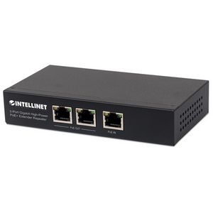 Intellinet 2-Port Gigabit High-Power PoE+ Extender Repeater, IEEE 802.3at/af Power over Ethernet (PoE+/PoE), metal