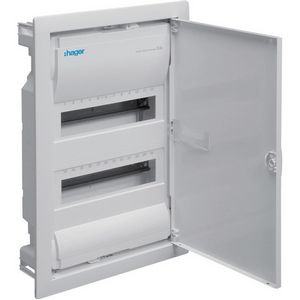 Flush-mounted cabinet with metal door, 2 rows