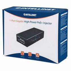 Injektor visoke snage za PoE+ gigabit, INTELLINET, 1 x 30 W, IEEE 802.3at/af Power over Ethernet (PoE+/PoE) (30W, IEEE 802.3at/af PoE+/PoE)