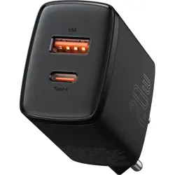 Adapter BASEUS Quick Charger, 20W, 1x USB-A, 1x USB-C, Black, CCXJ-B01