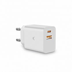Adapter KSIX 20W, USB-A + USB-C bijeli