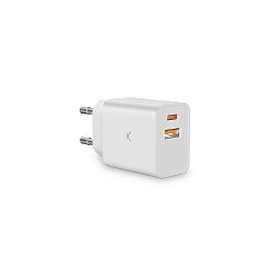 Adapter KSIX 30W, USB-A + USB-C crni