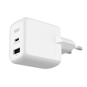 Adapter KSIX Gan ultrabrzi 45W PD & PPS, 1 x USB-C + 1 x USB-A, bijeli