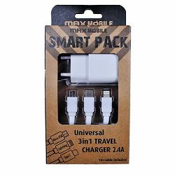 Kućni punjač za mobitel MAXMOBILE USB TR-219 2.4A, 3U1 kabel