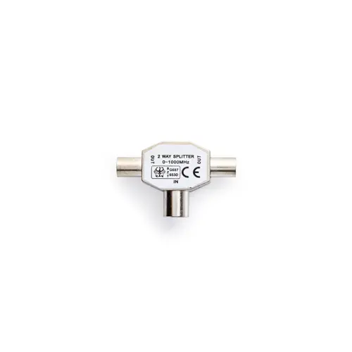 Adapter NEDIS, antenski IEC (Ž) na 2x antenski IEC (M), T oblik, srebrni, polybag