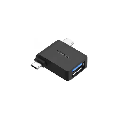 Adapter UGREEN, Micro USB + USB-C na USB 3.0 A (Ž) OTG, crni
