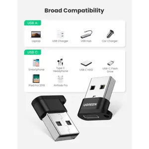Adapter UGREEN USB-A (M) na USB-C (Ž) crni