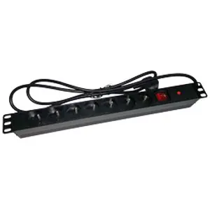 Alantec Listwa zasilająca 19" 230V - 7 gniazd (typu E - CEE 7/5), z wyłącznikiem LED, z zabezpieczeniem przeciwprzeciążeniowym, kabel 1,8m CEE 7/7 (PZ071U)