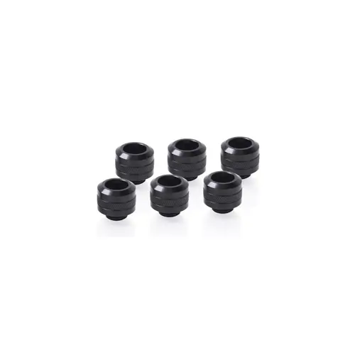 Spojnica za tvrdu cijev ALPHACOOL Icicle Pro Connector 13mm Hardtube Fitting G1/4, 6-Pack (Crna)