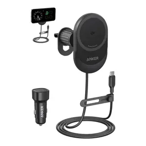 Anker MagGo brezžični avtopolnilec z vgrajenim USB-C kablom, 15W