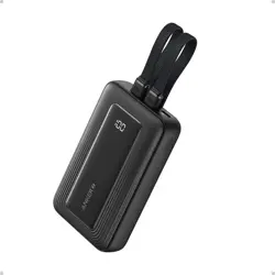 Anker Zolo Powerbank 10000 mAh, 30W with built-in USB-C + Lightning cables, black