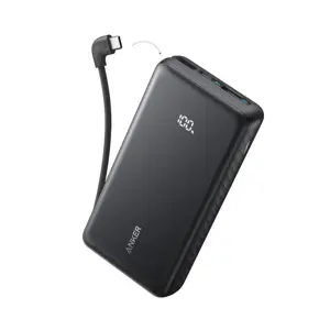 Anker Zolo Powerbank 20000 mAh, 22.5W with built-in USB-C cable, black