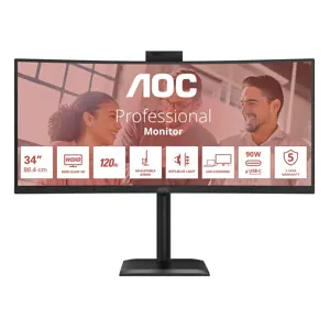 AOC E4 CU34E4CW computer monitor 86.4 cm (34") 3440 x 1440 pixels UltraWide Quad HD LED Black