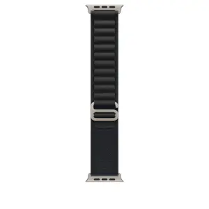 Apple Watch 49mm Loop:  Black Alpine Loop - Large - Natural Titanium Finish