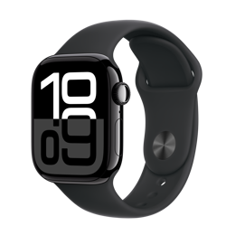 Apple Watch S10 Cellular 42mm Jet Black Alu Case with Black Sport Band - S/M