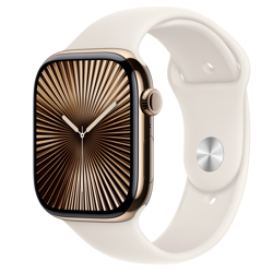 Apple Watch S10 Cellular 46mm Gold Titanium Case with Starlight Sport Band - M/L