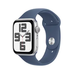 Apple Watch SE GPS 44mm Silver Aluminium Case with Denim Sport Band - M/L