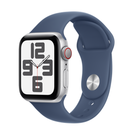 Apple Watch SE2 v3 Cellular 40mm Silver Alu Case with Denim Sport Band - M/L