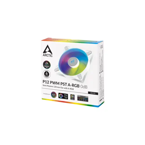 Ventilator ARCTIC P12 PWM PST A-RGB 120mm 4-pin (bijeli, regulacija brzine, sinkronizacija s RGB sustavom)