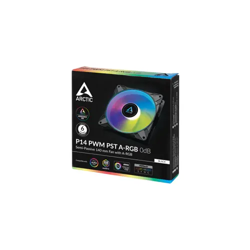 Ventilator ARCTIC P14 PWM PST A-RGB 140mm (crna, 4-pinski, PWM regulacija brzine, PST funkcija, A-RGB osvjetljenje)