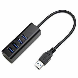 USB hub ASONIC 4port USB 3.0,Tip A,aluminijsko kuc. crno