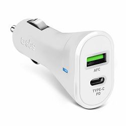 Auto punjač SBS 12/24V, Type-C PD 20W+1xUSB 2.1 A bijeli