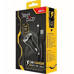 Auto punjač STEELPLAY 2 USB utora, 2m, za switch