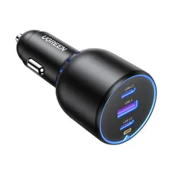 Auto punjač UGREEN, 100W, 2x USB-C, USB-A, PD, QC 4.0, sivi