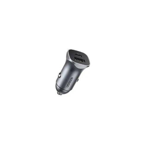 Auto punjač UGREEN, 30W, USB-C PD+USB-A, sivi