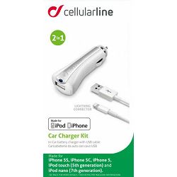 Auto punjač za mobitel CELLULARLINE za Apple iPhone 5/6/6S bijeli