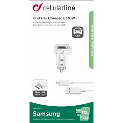 Auto punjač za mobitel CELLULARLINE SAMSUNG 2A/10W micro USB bijeli