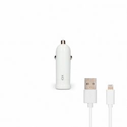 Auto punjač za mobitel KSIX lightning bijeli