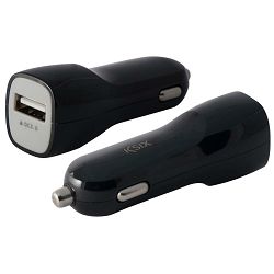 Auto punjač za mobitel KSIX USB QuickCharge, 3.0 crni