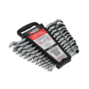 AW COMBINATION WRENCH WITH SIN. WRIST. SET 12pcs 8-19mm
