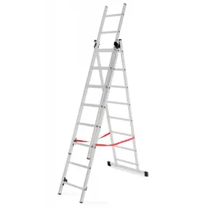 AWTOOLS Aluminum Ladder BASIC 3x8 Steps 150kg