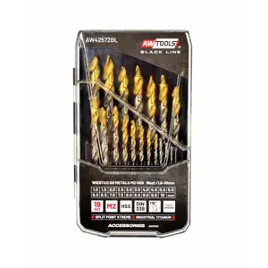 AWTOOLS WIERTŁO DO METALU M2 HSS-TiN KPL.19szt.  /1.5-10mm / BLACK LINE
