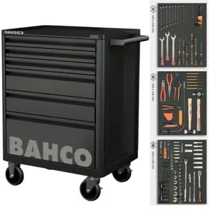 Bahco tool cart with 214 pieces black with 6 drawers