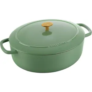 Ballarini Bellamonte Oval Cast Iron Pot - Green, 5.5 ltr