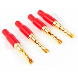 Banana konektor BR GOLD plated Z-plug crvena