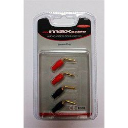 Banana konektor MAXCABLE PLUG 2 MM, PIN METAL/zlatni - BLISTER 4/1