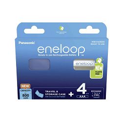 Punjive baterije AAA PANASONIC ENELOOP 800 mAh B4 + case