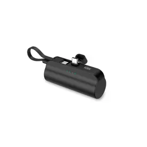 Baterija prijenosna KSIX 5000 mAh, USB-C džepna, USB-C na USB-C, crna