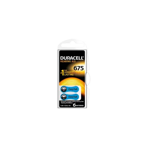 Baterija za slušni aparat, DA675, 6 kom, Duracell